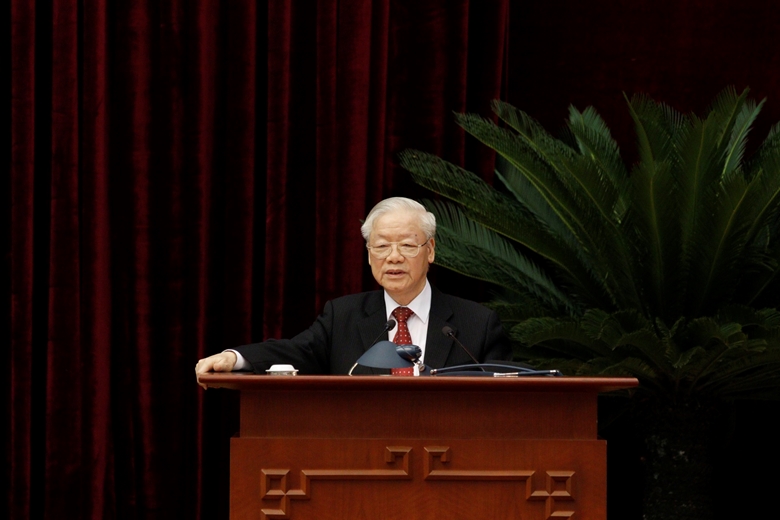 Tổng Bí thư Nguyễn Phú Trọng phát biểu kết luận Hội nghị. 